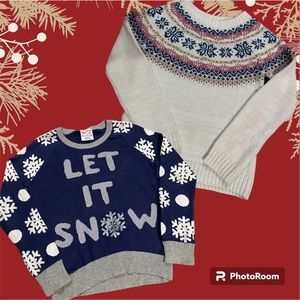 Two Girls Christmas sweaters